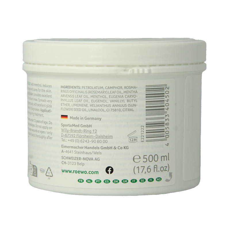 Rowo Zalf 1 cooling zalf pot 500 Milliliter