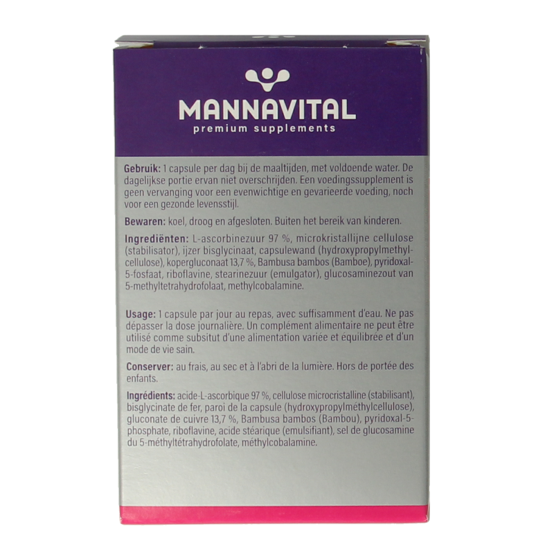 Mannavital IJzer platinum 60 Vegetarische capsules