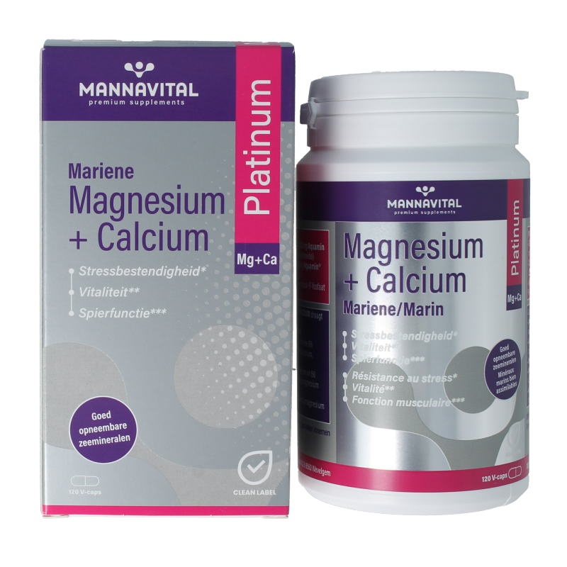 Mannavital Mariene magnesium + calcium platinum 120 Vegetarische capsules