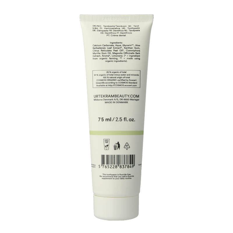 Urtekram Tandpasta aloe vera 75 Milliliter