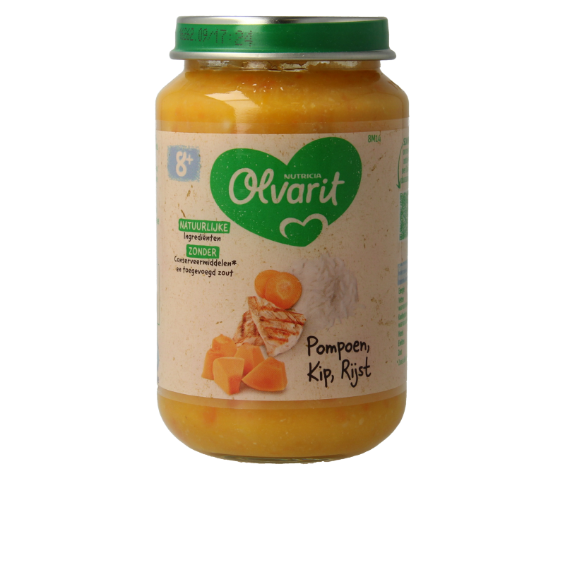 Olvarit Pompoen kip rijst 8M14 200 Gram