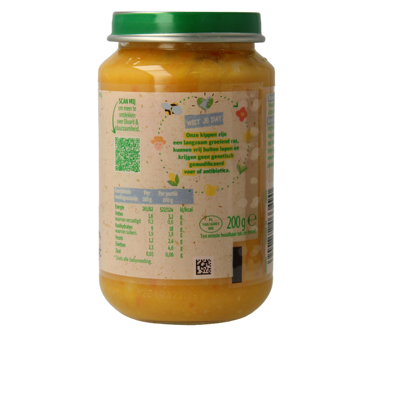 Olvarit Pompoen kip rijst 8M14 200 Gram