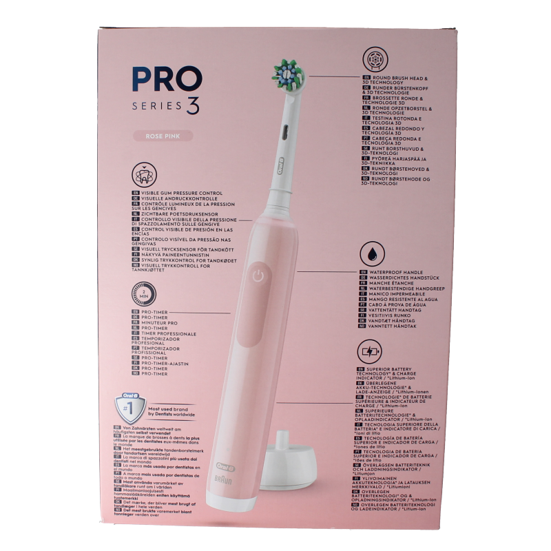 Oral B Elektrische tandenborstel pro 3 3900 black pink 1 Set