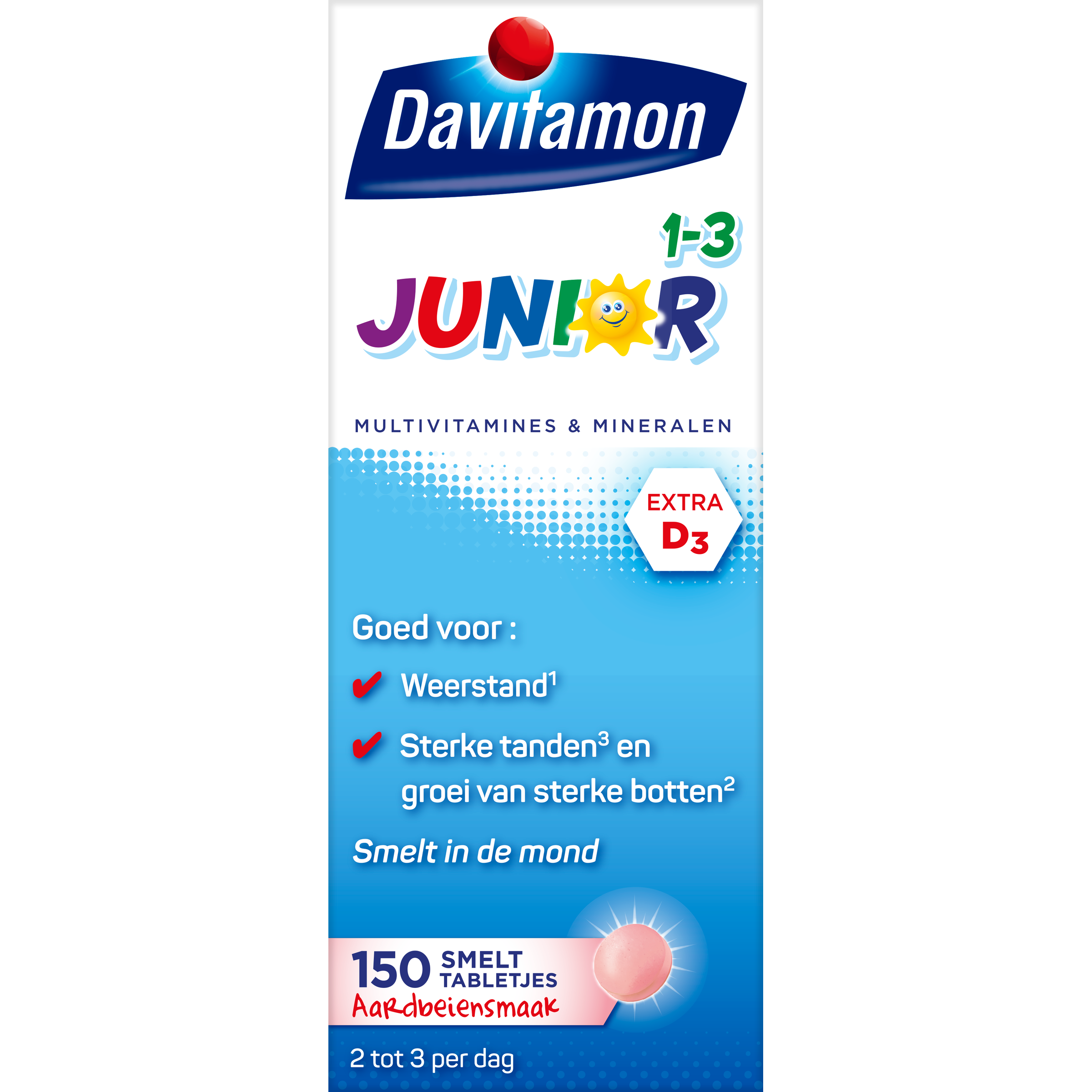 Davitamon Junior 1-3 smelttablet aardbei 150 Tabletten