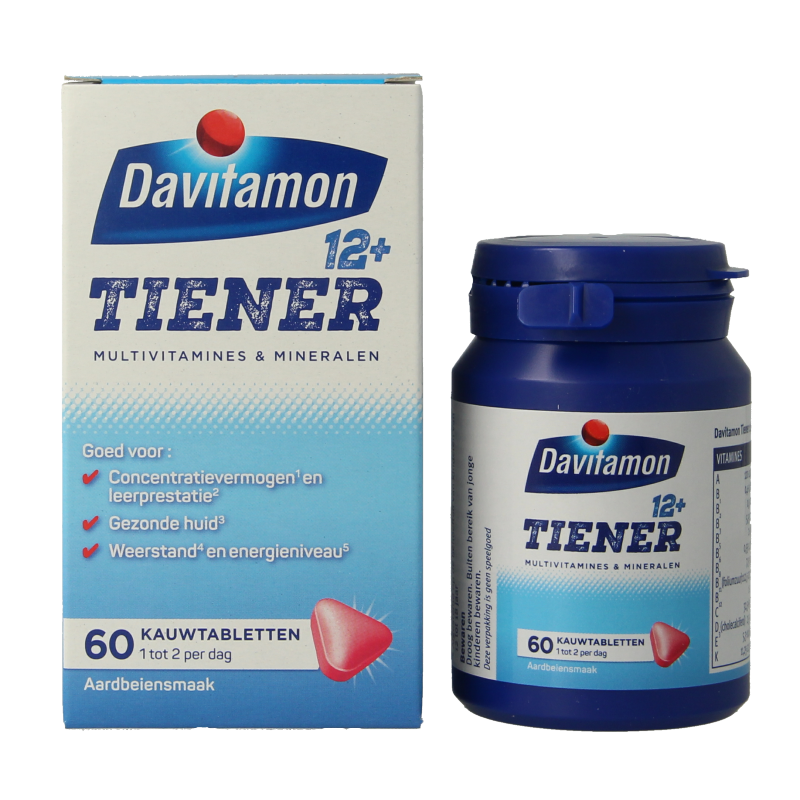 Davitamon Tiener boost 12+ aardbei 60 Tabletten
