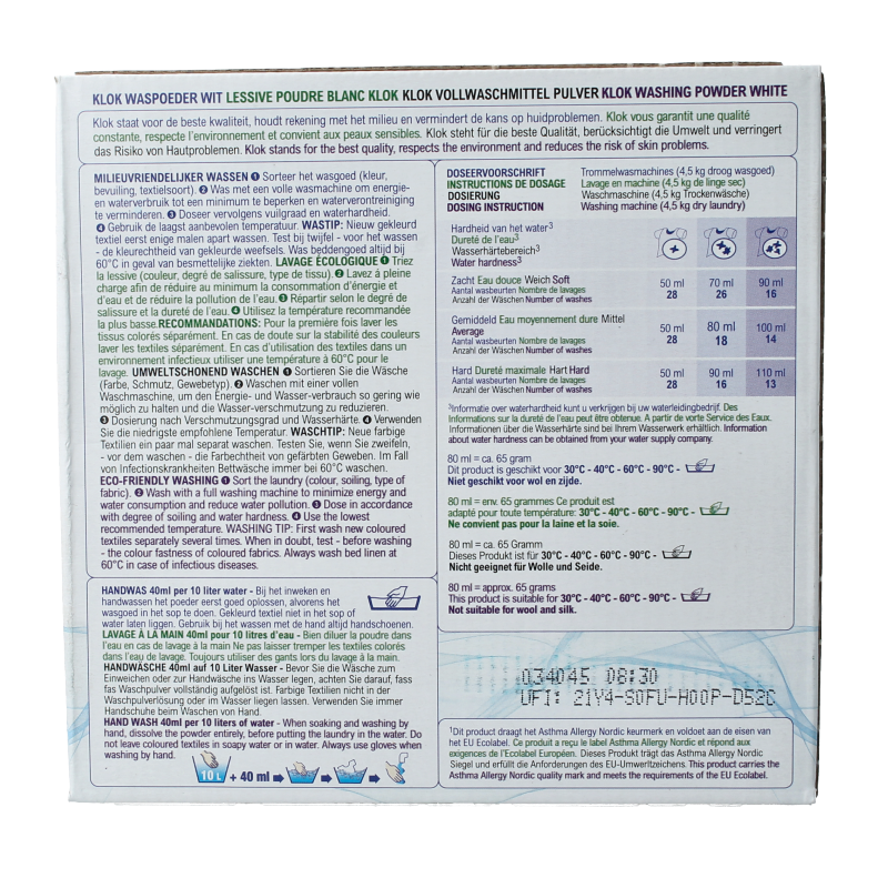Klok Waspoeder wit 1170 Gram