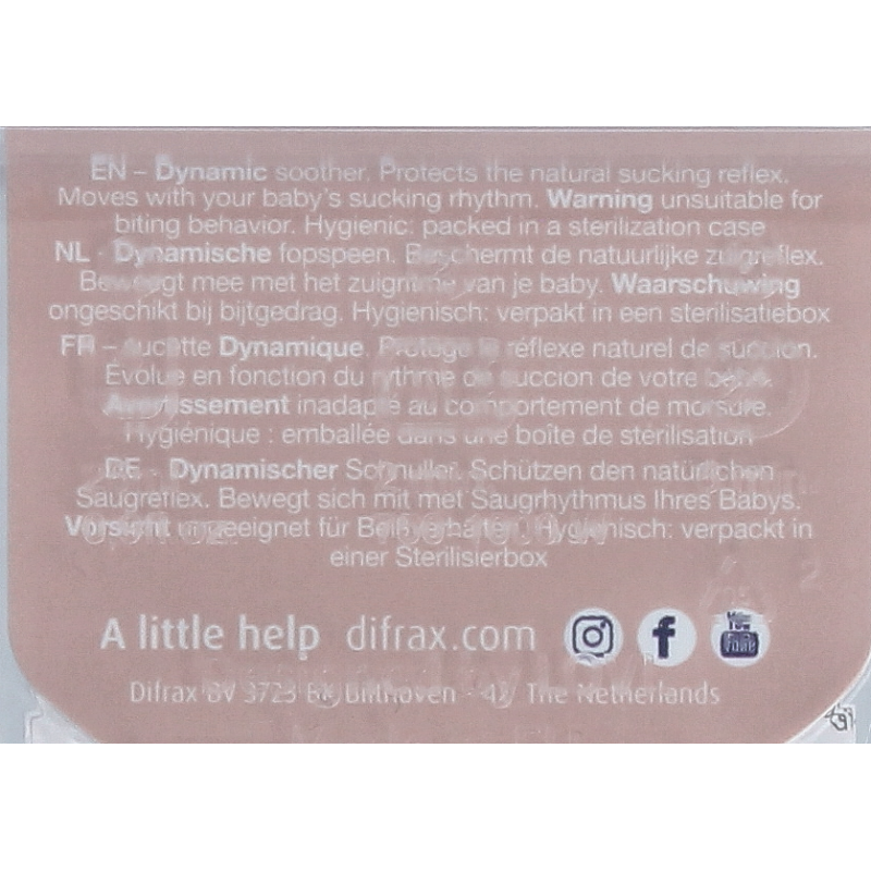 Difrax Fopspeen glow dynamic 0-6 mnd ivory/blush 2 Stuks