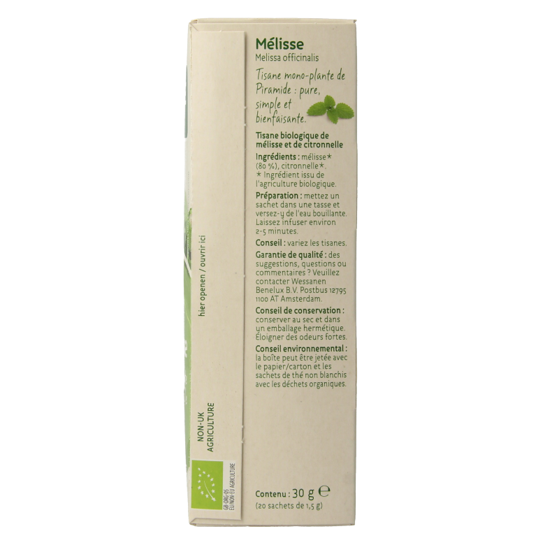 Piramide Citroenmelisse thee eko bio 20 Zakjes