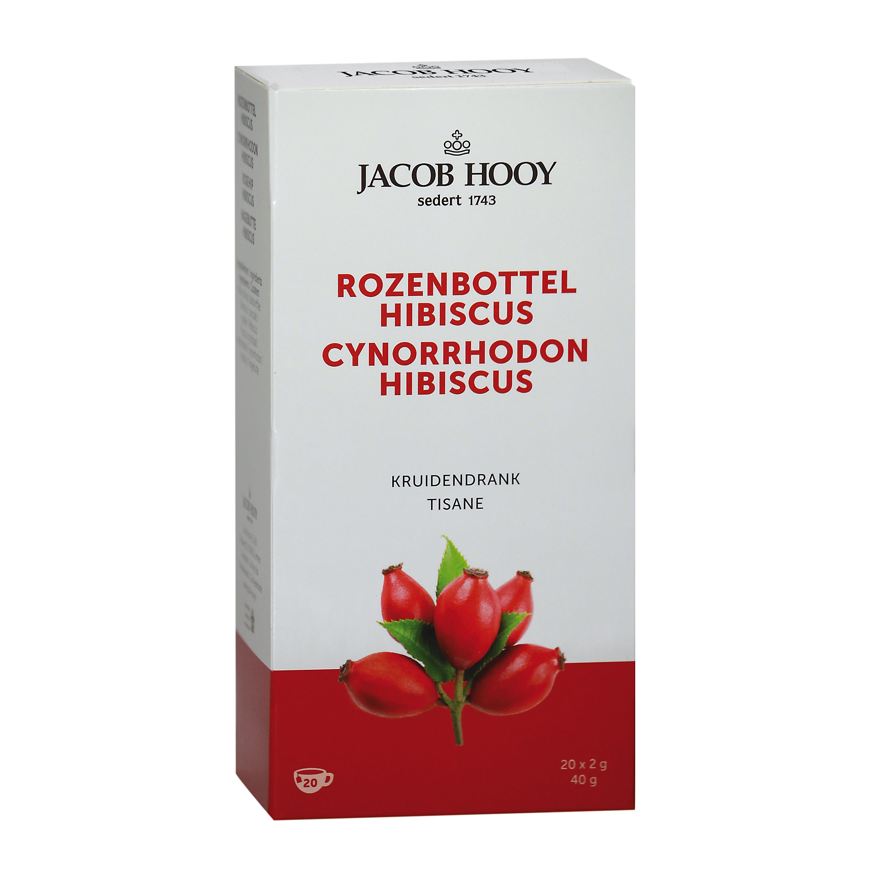 Jacob Hooy Rozenbottel hibiscus thee zakjes 20 Zakjes