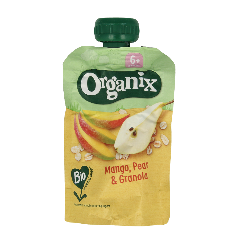Organix Knijpfruit mango, peer & granola 6+ mnd bio 100 Gram