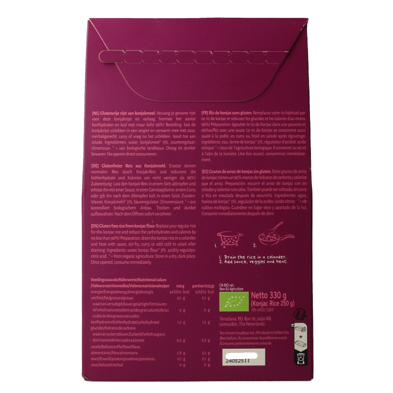 TerraSana Konjac rijst bio 250 Gram