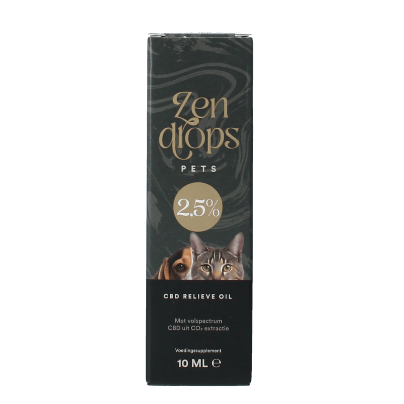 Zendrops CBD olie huisdieren 2.5% hond en kat 10 Milliliter