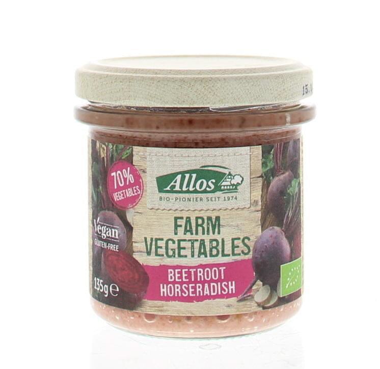 Allos Broodbeleg 135 Gram Allos Farm vegetables rode biet & mierikswortel bio 135 Gram