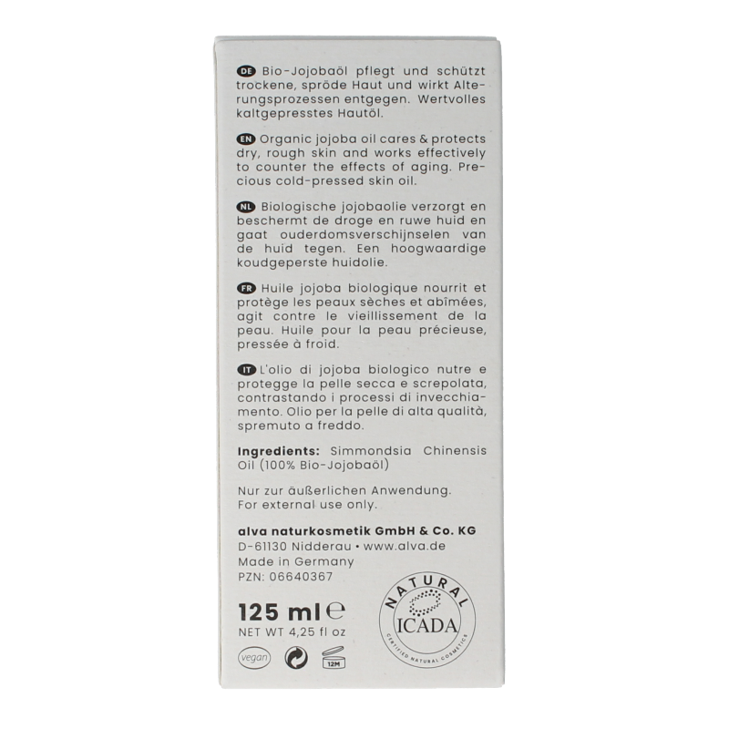 Alva Lichaamsverzorging 125 Milliliter Alva Jojoba olie 125 Milliliter