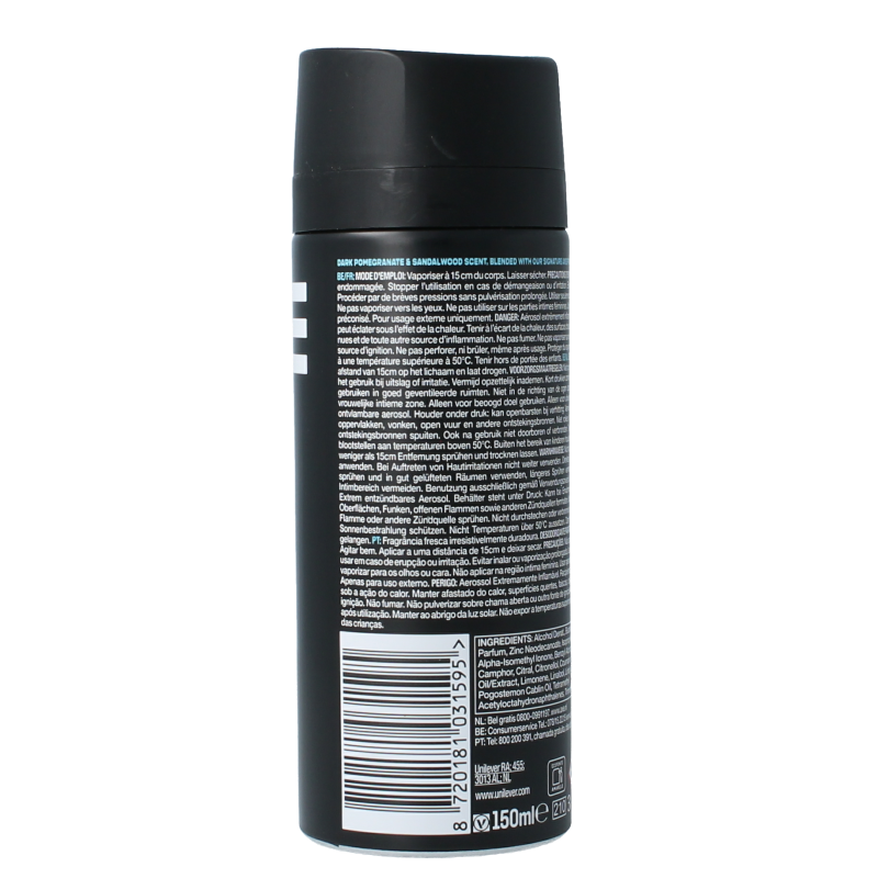AXE Deodorant 150 Milliliter AXE Deodorant bodyspray anarchy 150 Milliliter