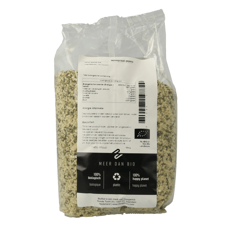 Bionut Raw en Superfoods 500 Gram Bionut Hennepzaad gepeld bio 500 Gram