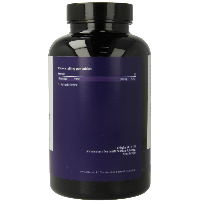 CellCare Mineralen Enkel 180 Tabletten CellCare Magnesium 200mg elementair 180 Tabletten