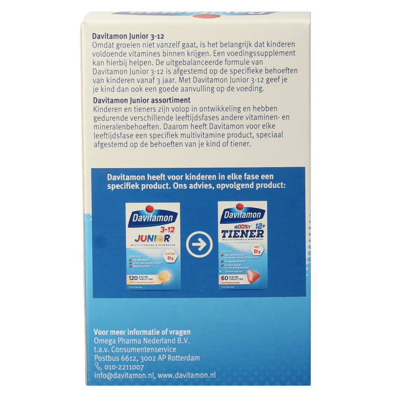 Davitamon Vitamine Multi 120 Kauwtabletten Davitamon Junior 3-12 multifruit 120 Kauwtabletten