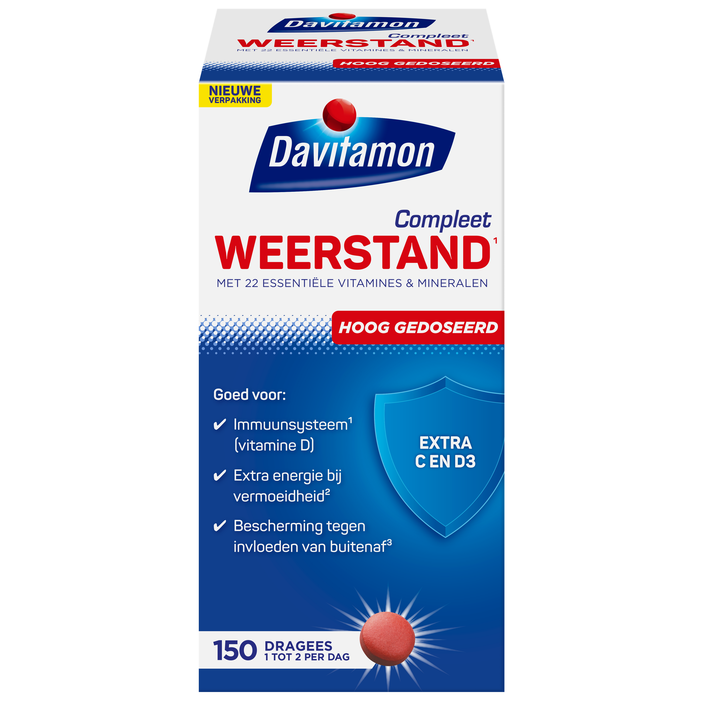 Davitamon Vitamine Multi 150 Dragees Davitamon Compleet weerstand hoog gedoseerd 150 Dragees