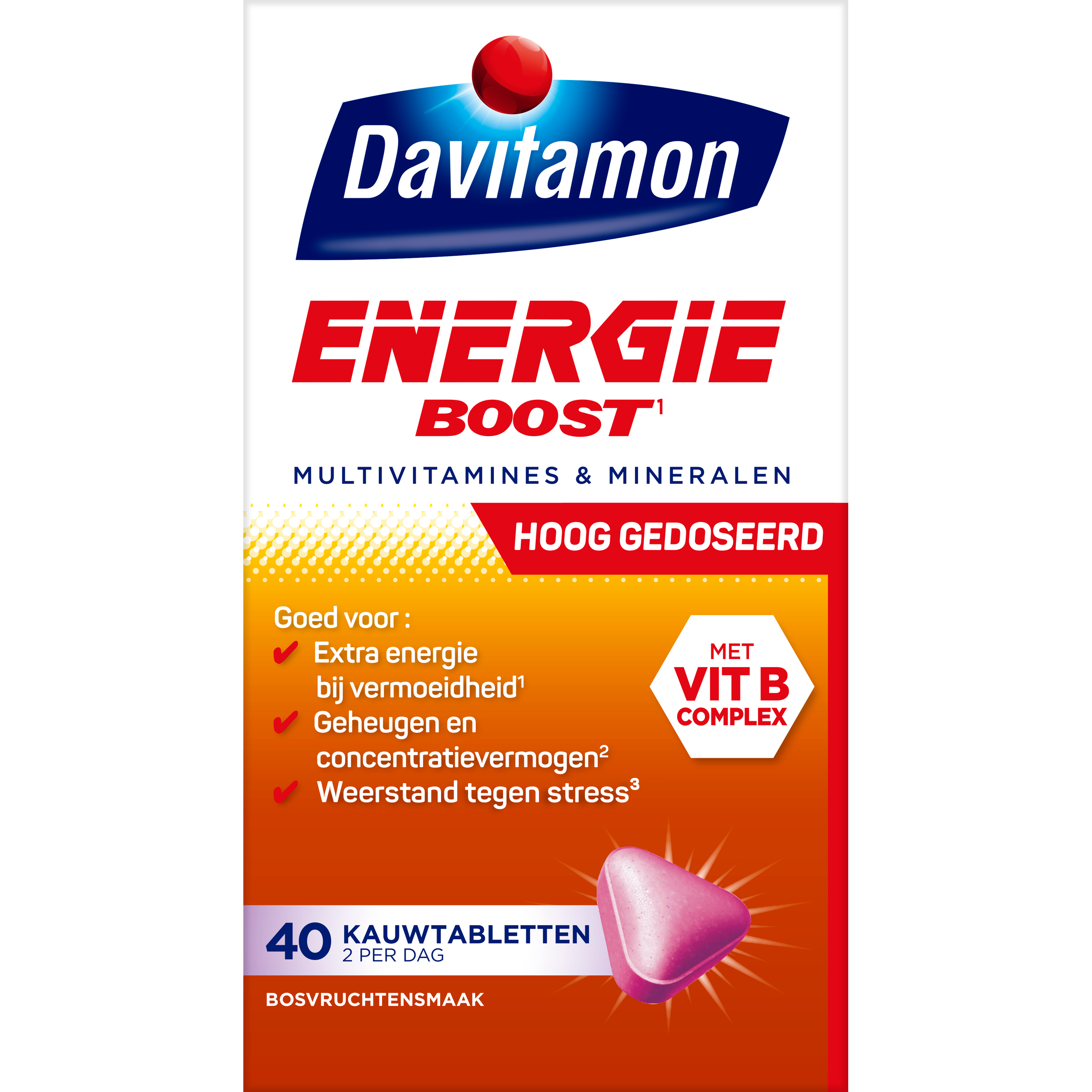 Davitamon Vitamine Multi 40 Kauwtabletten Davitamon Energie boost bosvruchten 40 Kauwtabletten