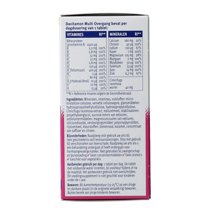 Davitamon Vitamine Multi 60 Tabletten Davitamon Compleet vrouw overgang 60 Tabletten