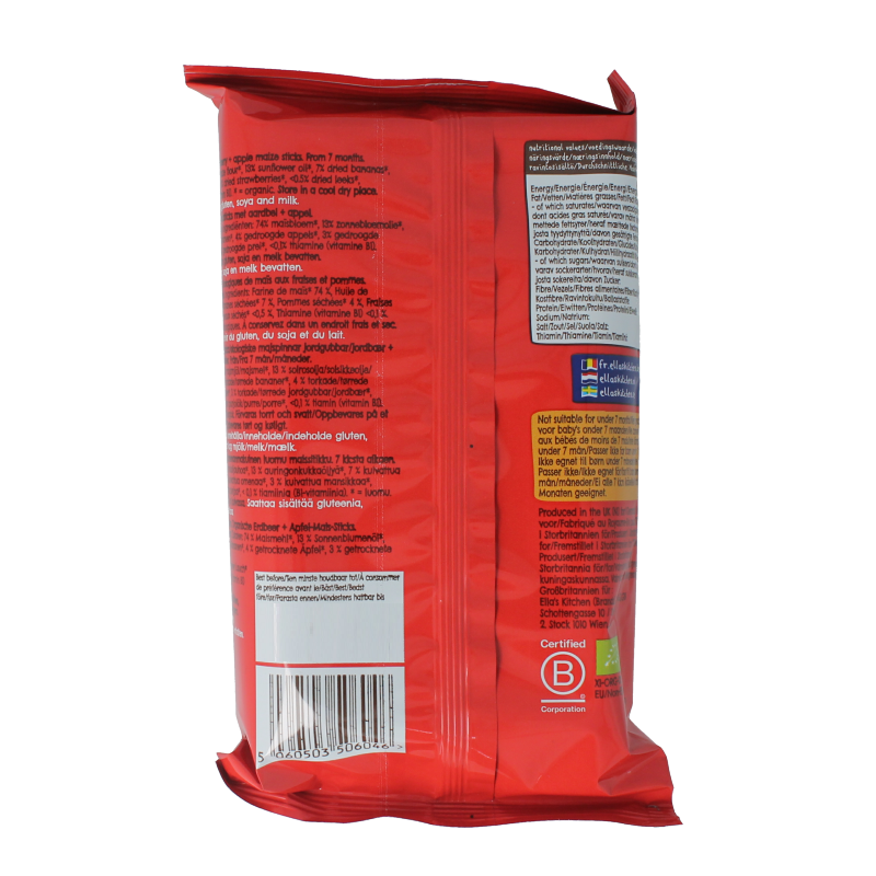 Ella's Kitchen Baby en Peuter Voeding 16 Gram Ella's Kitchen Maize sticks aardbei/appel 7+ maanden bio 16 Gram