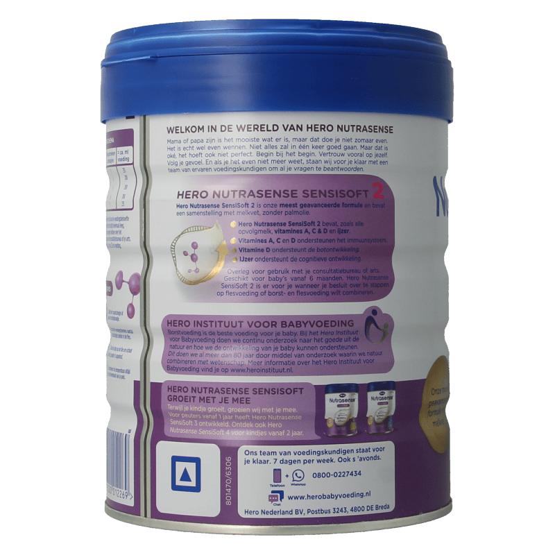 Hero Baby en Peuter Voeding 800 Gram Hero Nutrasense SensiSoft opvolgmelk 2 (6-12mnd) 800 Gram