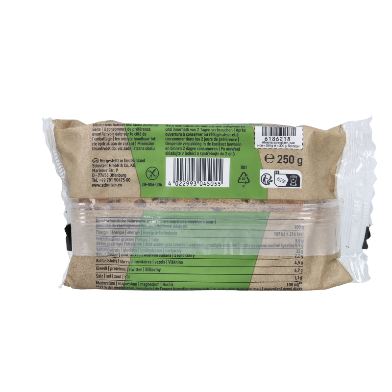 Schnitzer Broden en Crackers 250 Gram Schnitzer Gierstbrood glutenvrij bio 250 Gram