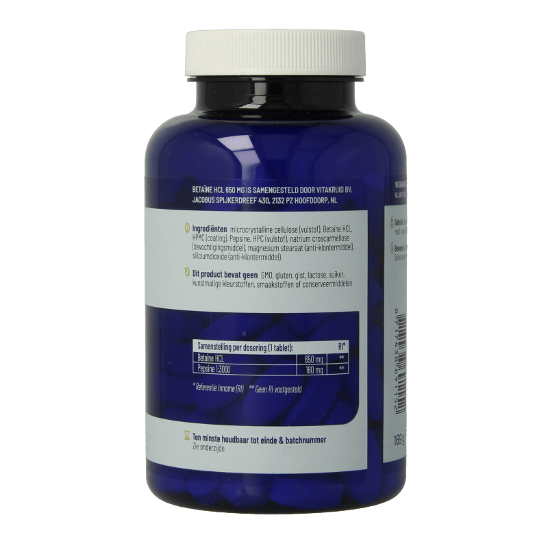 Vitakruid Amino Acids 120 Tabletten Vitakruid Betaine HCL 650mg & Pepsin 160mg120 Tablets