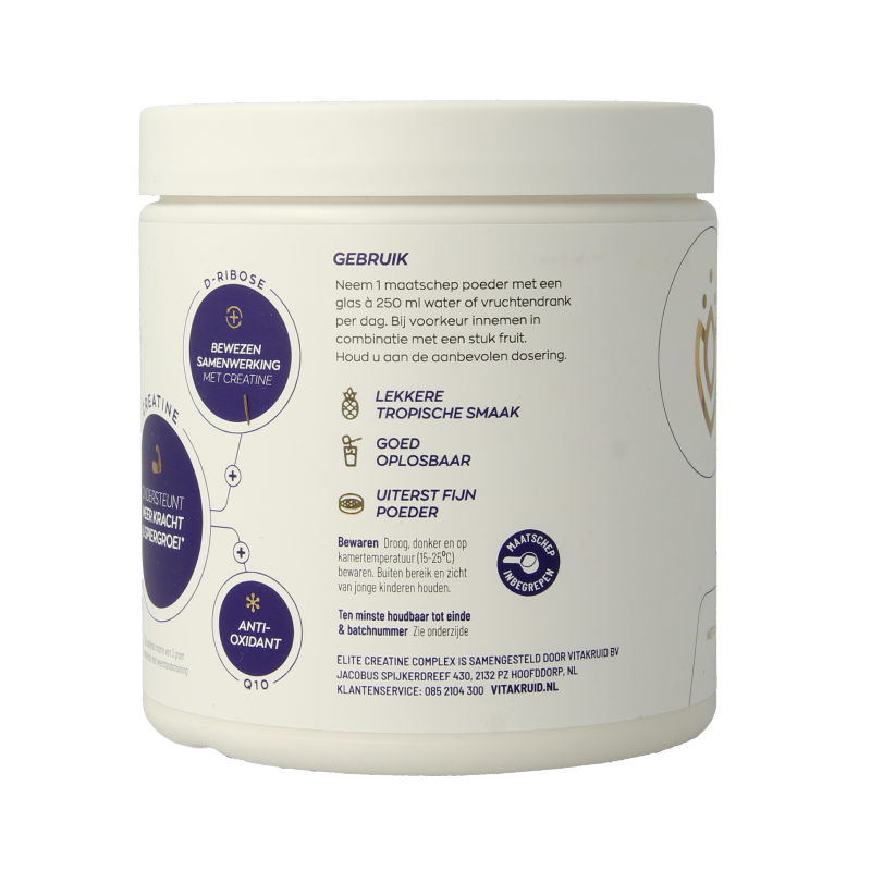 Vitakruid Kruidenpreparaten 315 Gram Vitakruid Elite Creatine Complex D-Ribose, Q10 & Magn Tropic 315 Gram