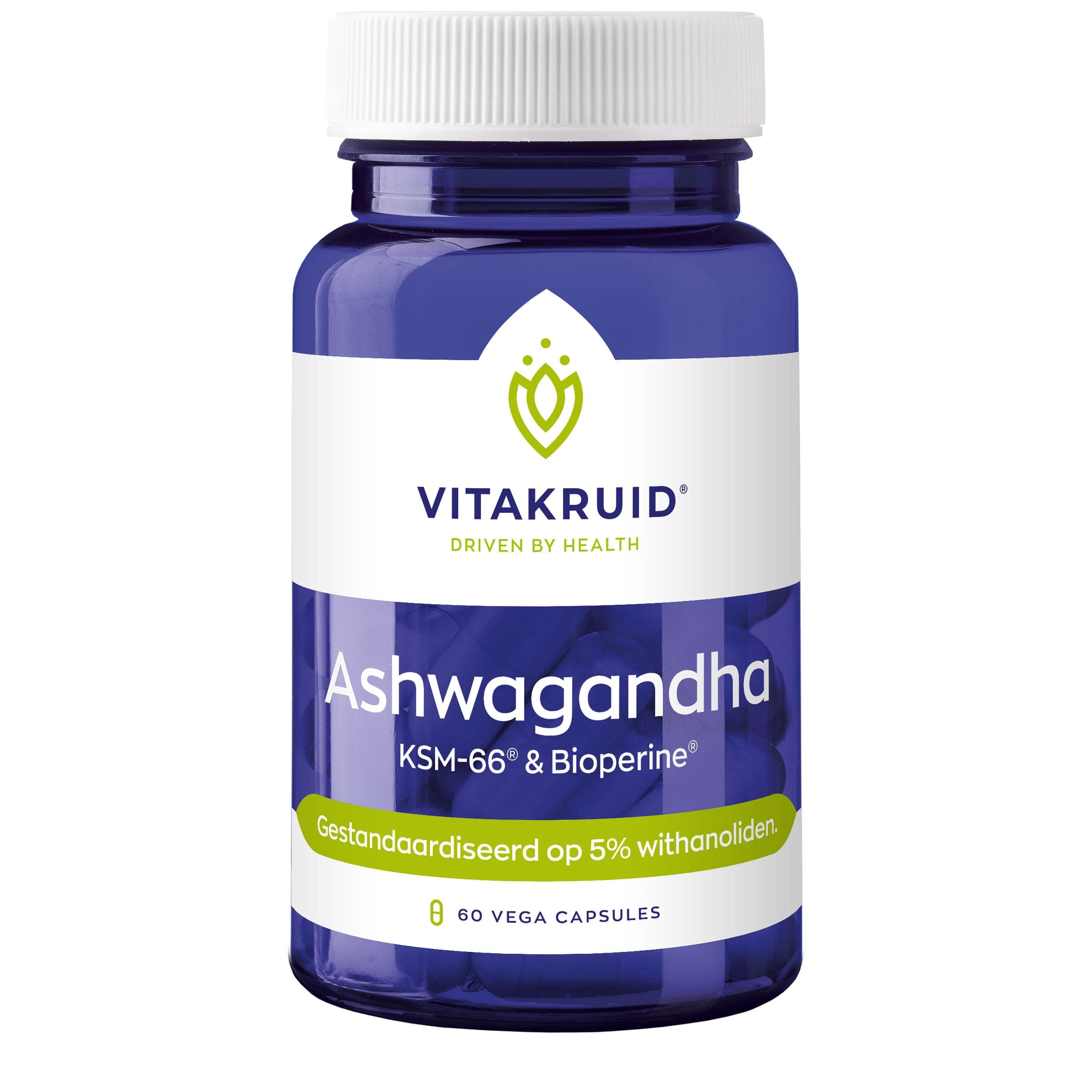 Vitakruid Kruidenpreparaten 60 Vegetarische capsules Vitakruid Ashwagandha KSM-66 & bioperine 60 Vegetarische capsules