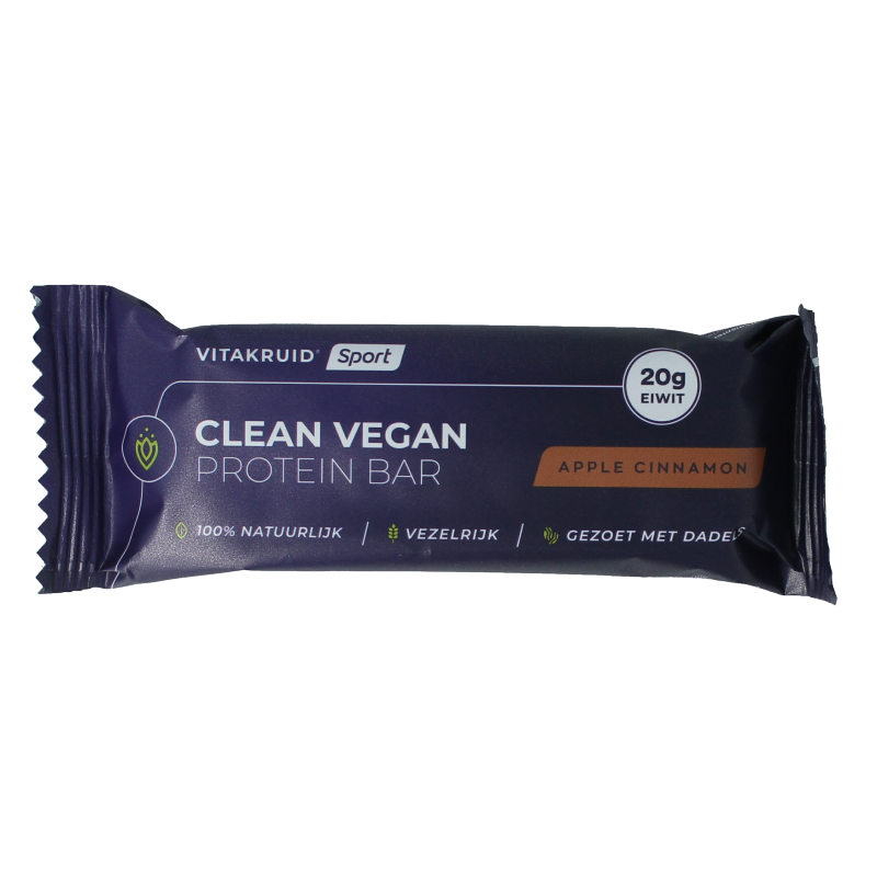Vitakruid Snacks en Tussendoortjes 1 Stuks Vitakruid Clean vegan protein bar - apple cinnamon 1 Stuks