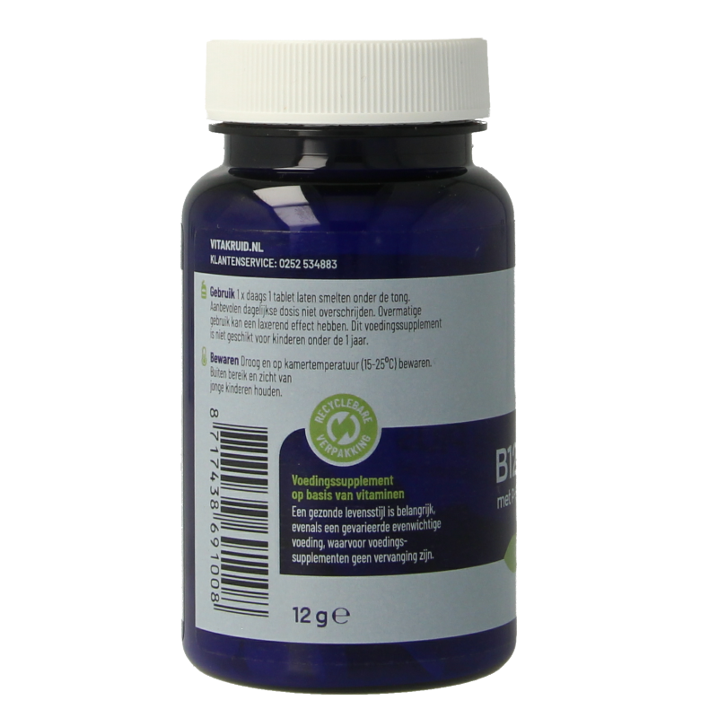 Vitakruid Vitamine Enkel 60 Smelttabletten Vitakruid B12 Forte plus met P-5-P 60 Smelttabletten