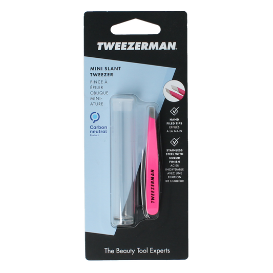 Tweezerman Mini slant tweezer neon pink 1.00 Stuks
