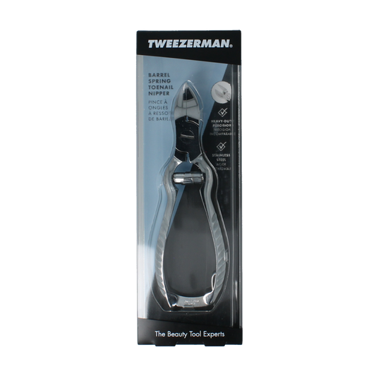 Tweezerman extra thick toenail clipper for manicure and pedicure, stainless steel nail tool with ergonomic handle.