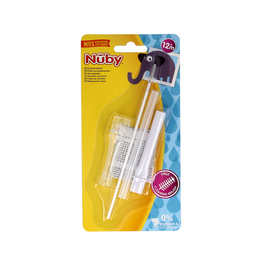 Nuby Flip-It replacement set with anti-leak spout for toddler cups, includes one piece designed for 12+ months.