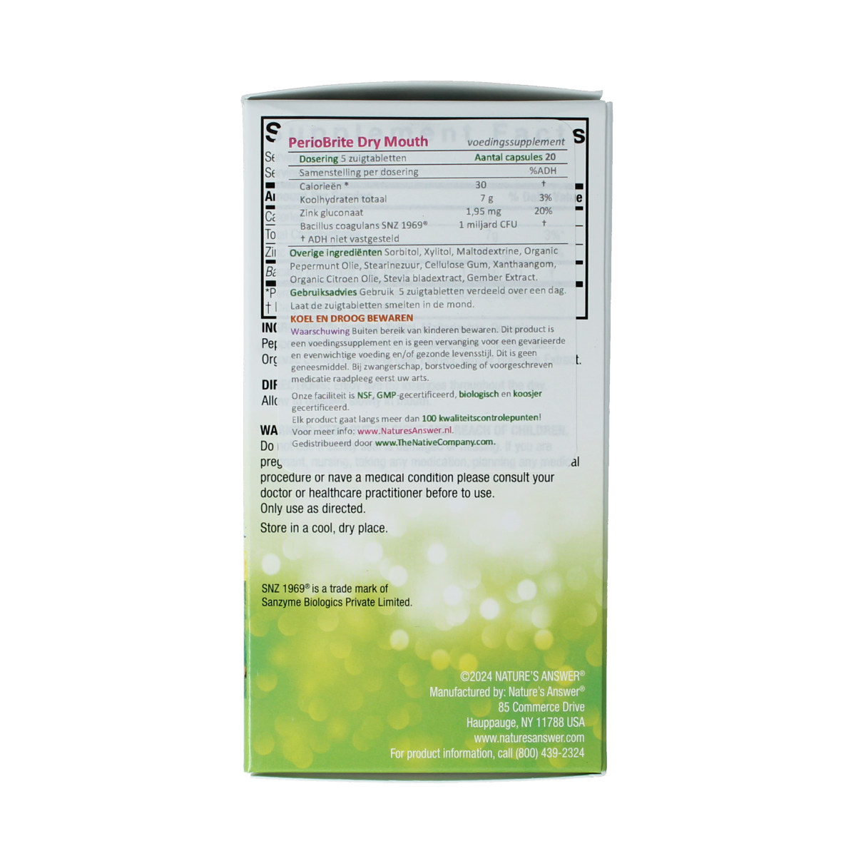 Natures Answer PerioBrite dry mouth lozenges 100.00 Zuigtabletten