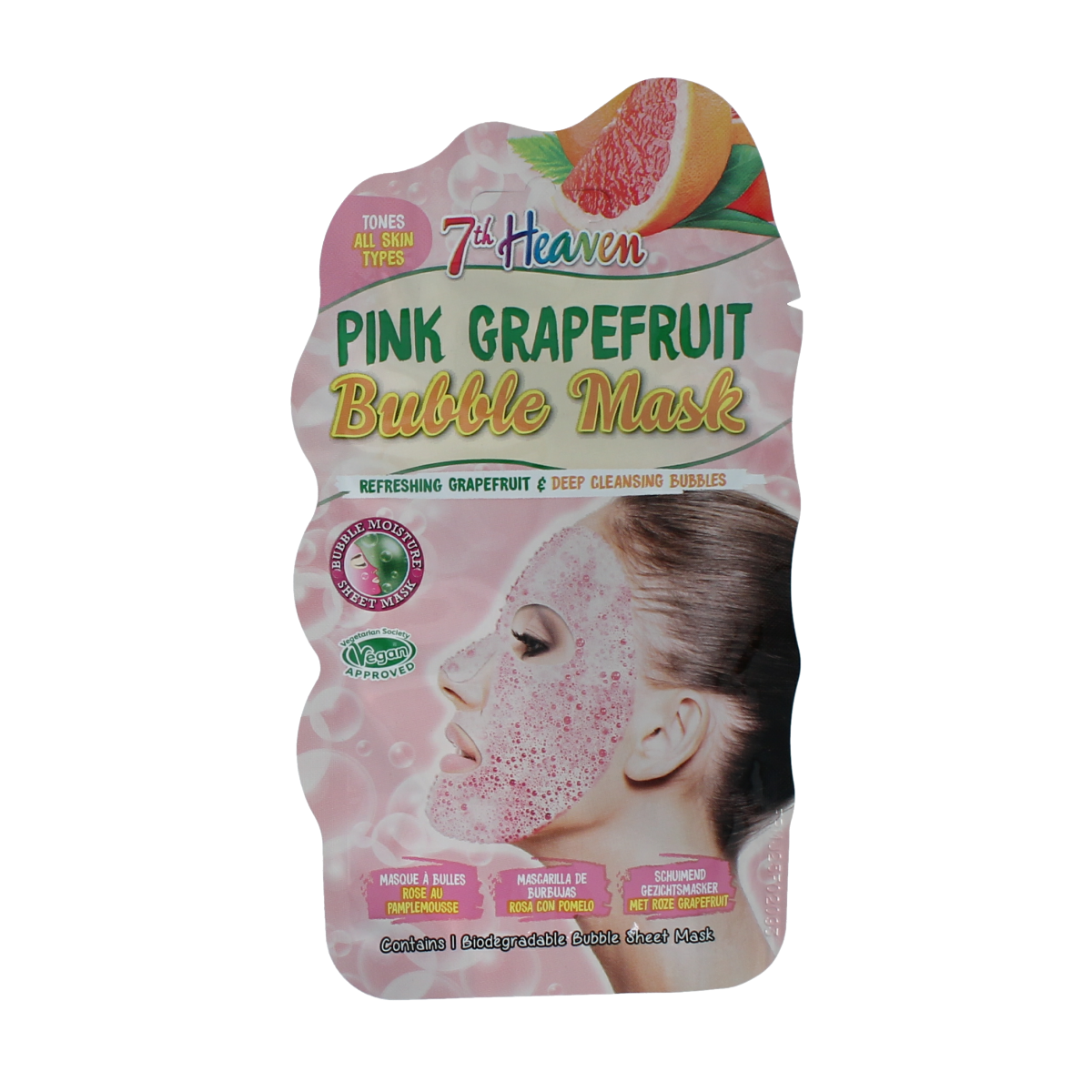 Montagne 7th Heaven face mask pink grapefruit bubble sheet 1.00 Stuks