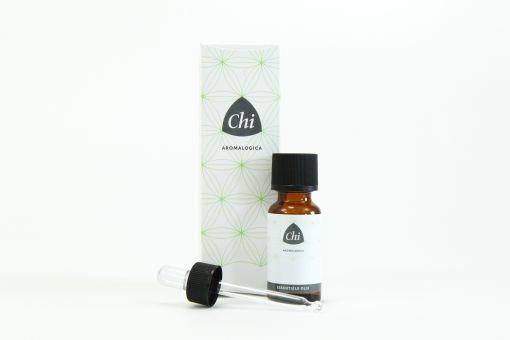 Chi Eucalyptus Wild essential oil in a 50ml bottle, showcasing a dark glass container with a white label and silver cap.