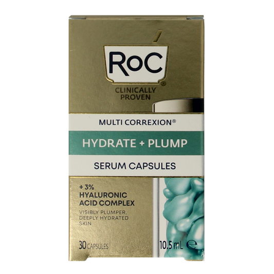 ROC Multi CorreXion hydrate and plump serum capsules for face, 30-piece skincare treatment in sleek capsules.