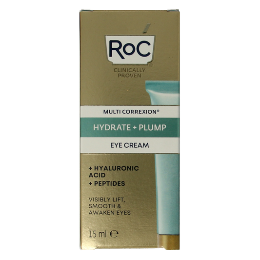 ROC Multi CorreXion Hydrate+Plump Eye Gel Cream in 15ml, soothing eye care product with hydrating and plumping formula.