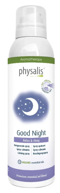 Physalis PH Aromaspray Good Night Huisparfum 150ml bottle with a calming label and spray nozzle.