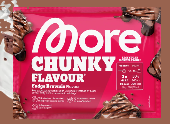 More Nutrition Chunky Flavour Fudge Brownie 90g package showing a rich, chocolatey fudge brownie snack.