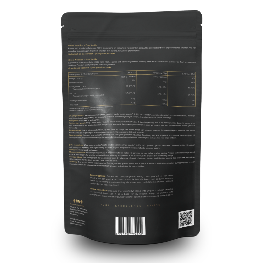 Divora Divora Whey Protein Pure Vanilla bio 450.00 Gram