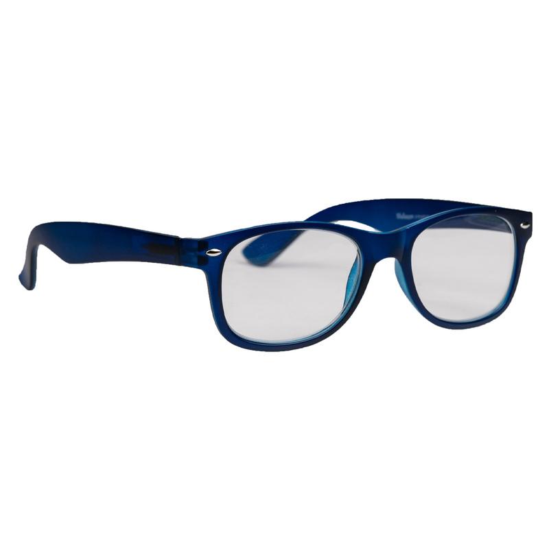 Melleson Eyewear blue matte wayfarer reading glasses +2.00 diopters, single pair, optical eyewear with stylish frame.