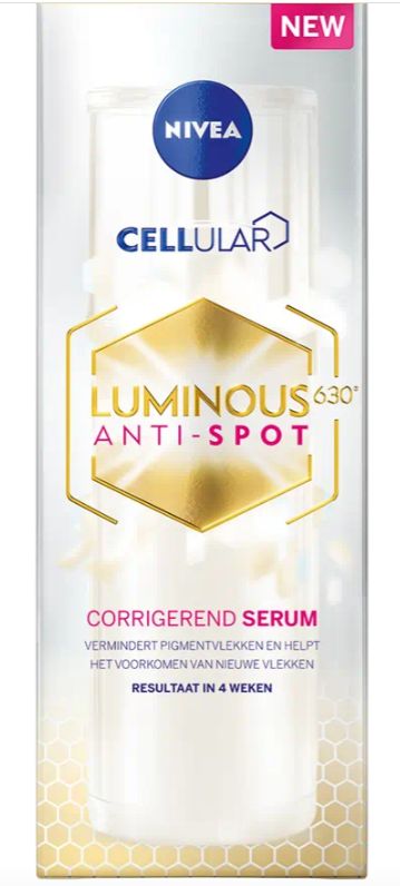Nivea Cellular Luminous 630 anti-spot serum in a 30ml bottle for facial skincare with brightening and anti-spot properties