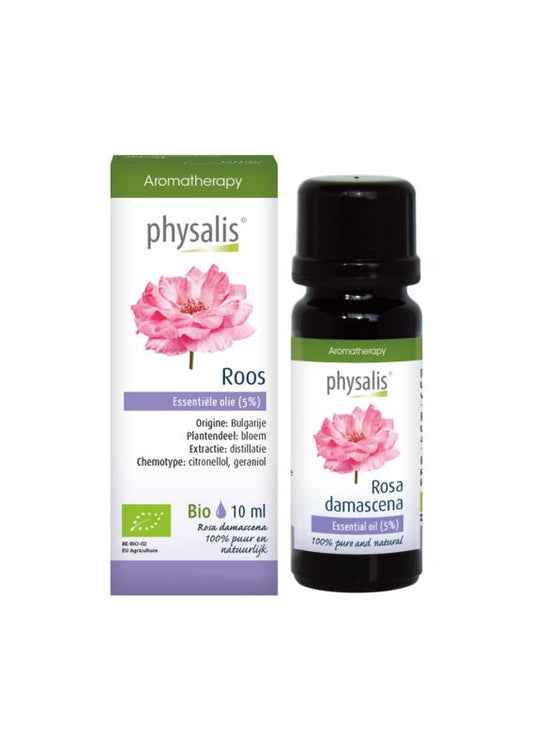 Physalis Roos 5% bio herbal preparation in a 10ml bottle, showcasing the Physalis Kruidenpreparaten brand, with the product label visible.