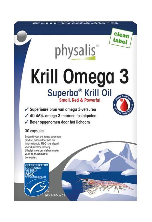 Vetzuren Physalis Krill Omega 3 capsules in a bottle, showing the supplement packaging with capsules inside.