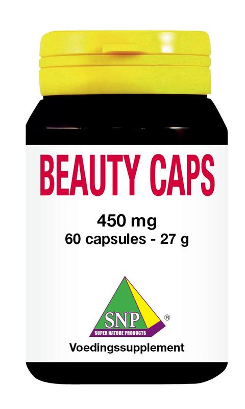 SNP Beauty Caps Vetzuren bottle with 60 capsules, featuring colorful packaging and label details.