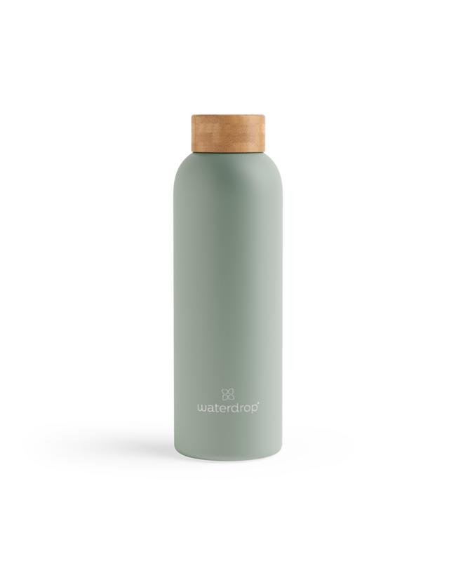 Waterdrop pastel olive matte stainless steel 600ml water bottle, durable and stylish for everyday hydration.